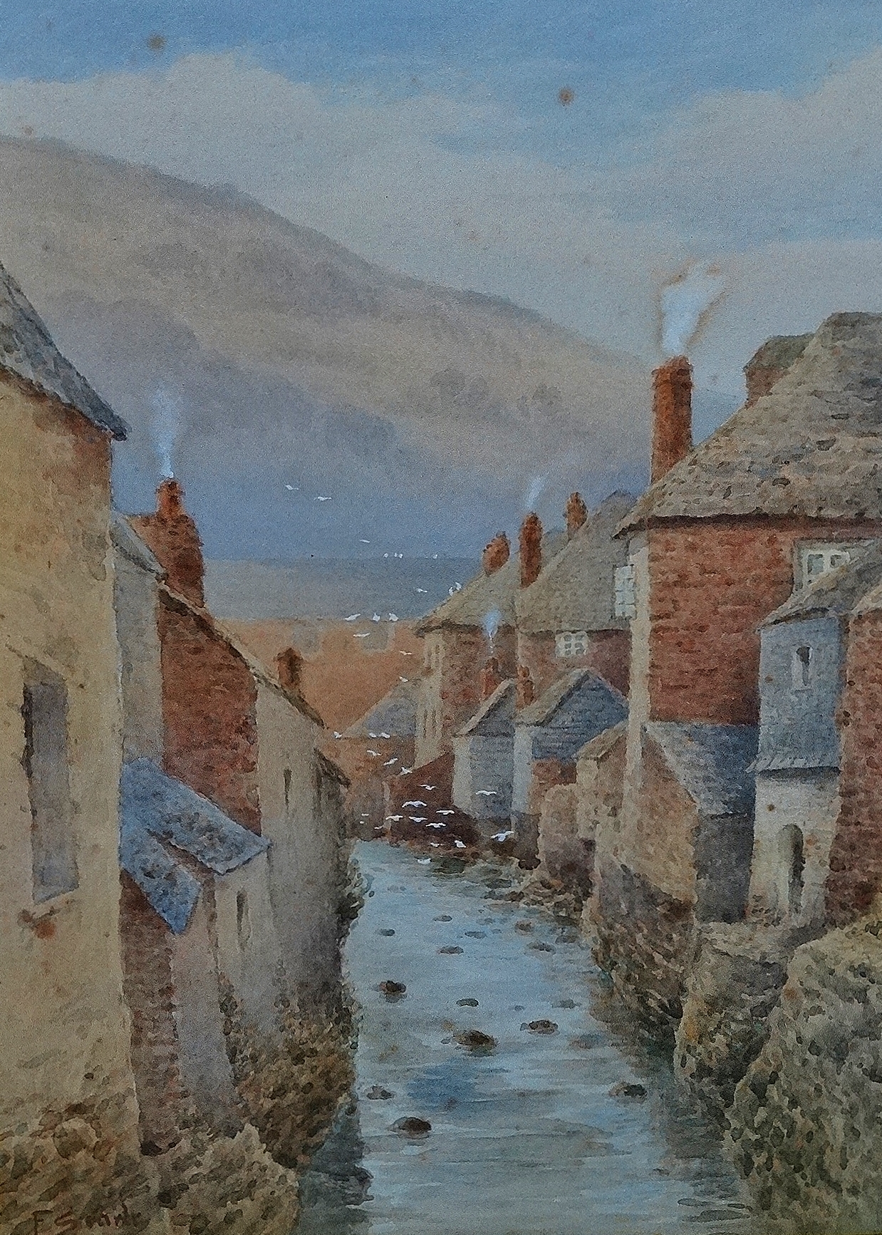 F. SEARLE Polperro From The Bridge and Goran Haven Watercolours, a pair Both signed Each 33 x 23. - Image 3 of 3