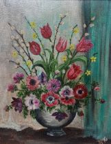 DOROTHY MABEL GARRETT (1908-2000) Still Life Flowers Oil on canvas Signed with initials Attributed