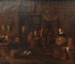 Follower Of David Tenyears The Younger An Interior Tavern Scene with Figures Oil on canvas 25 x