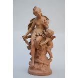 August Moreau: terra cotta statue 'mother and child' (h 78 cm) (*)