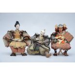 Three large Japanese dolls 'Samurai' (33 cm)