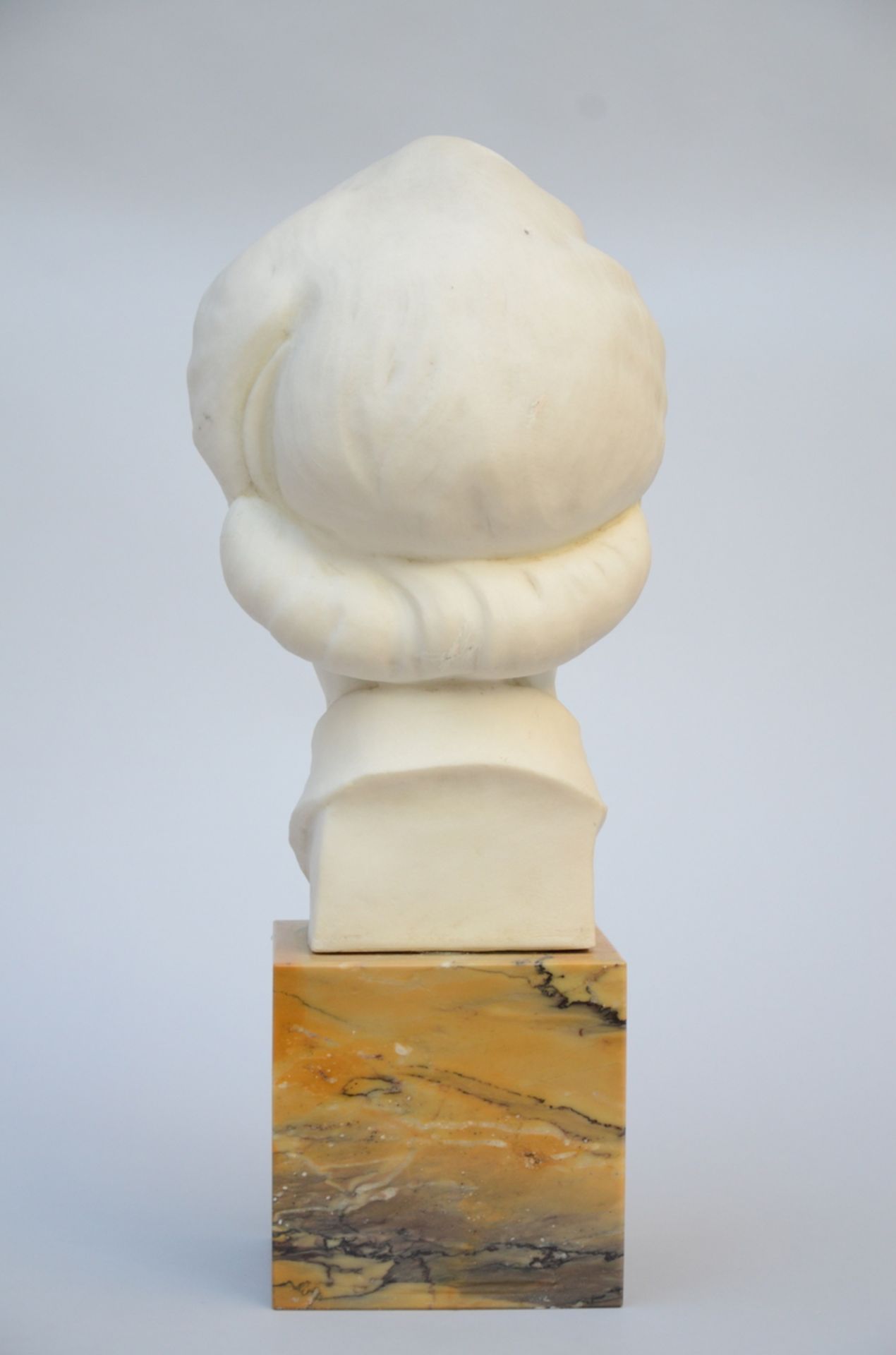 Domien Ingels (1944): ladies bust in white marble (total h 50 cm) - Image 3 of 4