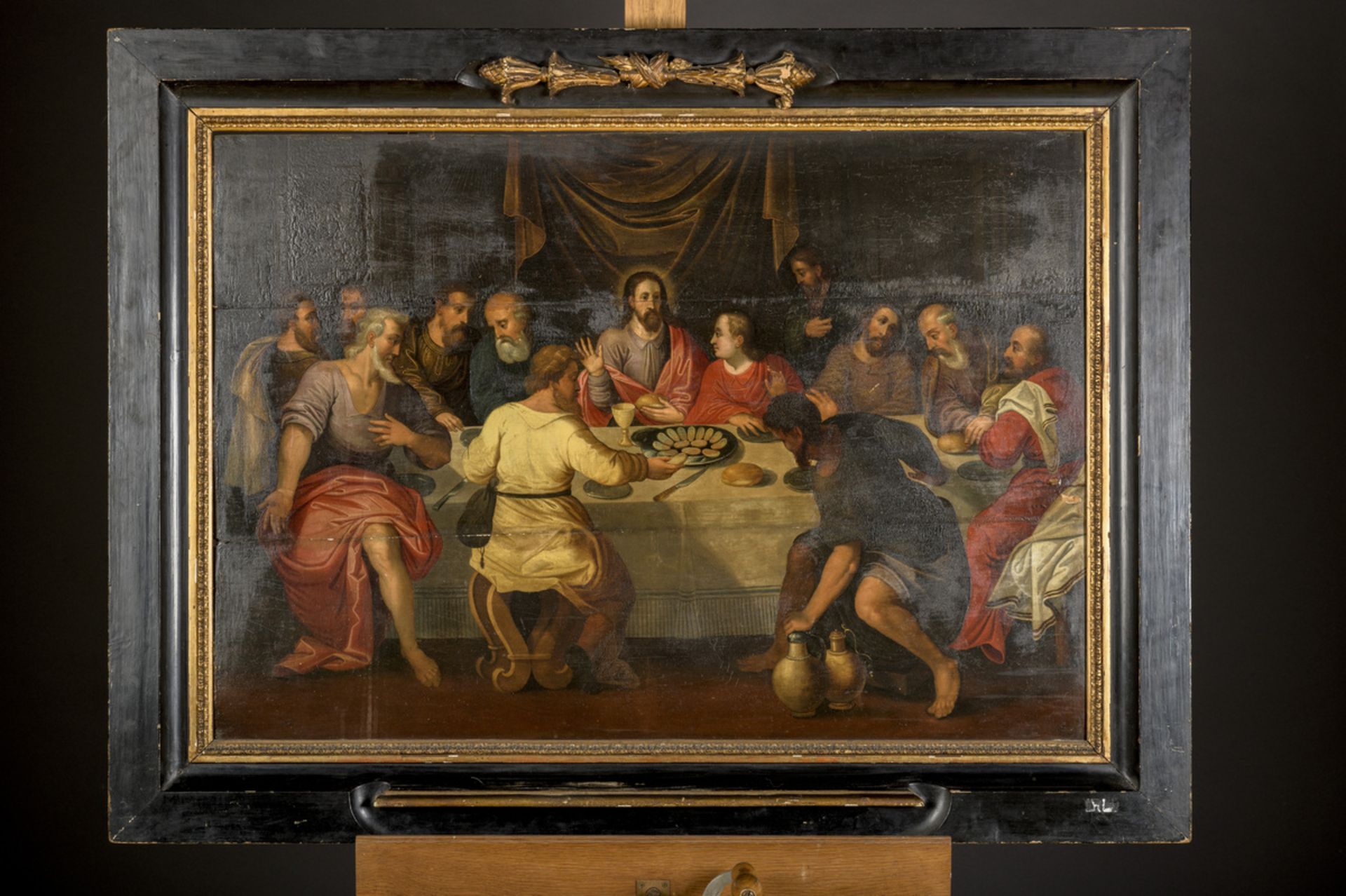 Antwerp school (monogram AF): painting (o/p) 'the last supper' (73x105cm) (*) - Image 2 of 7