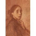 Jacob Smits: drawing 'lady portrait' (33x23 cm)