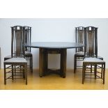 Set of 6 chairs and a round table by Umberto Asagno for Giorgetti (dia 140 cm)