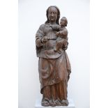 A wooden statue 'standing Madonna and Child' (103 cm)