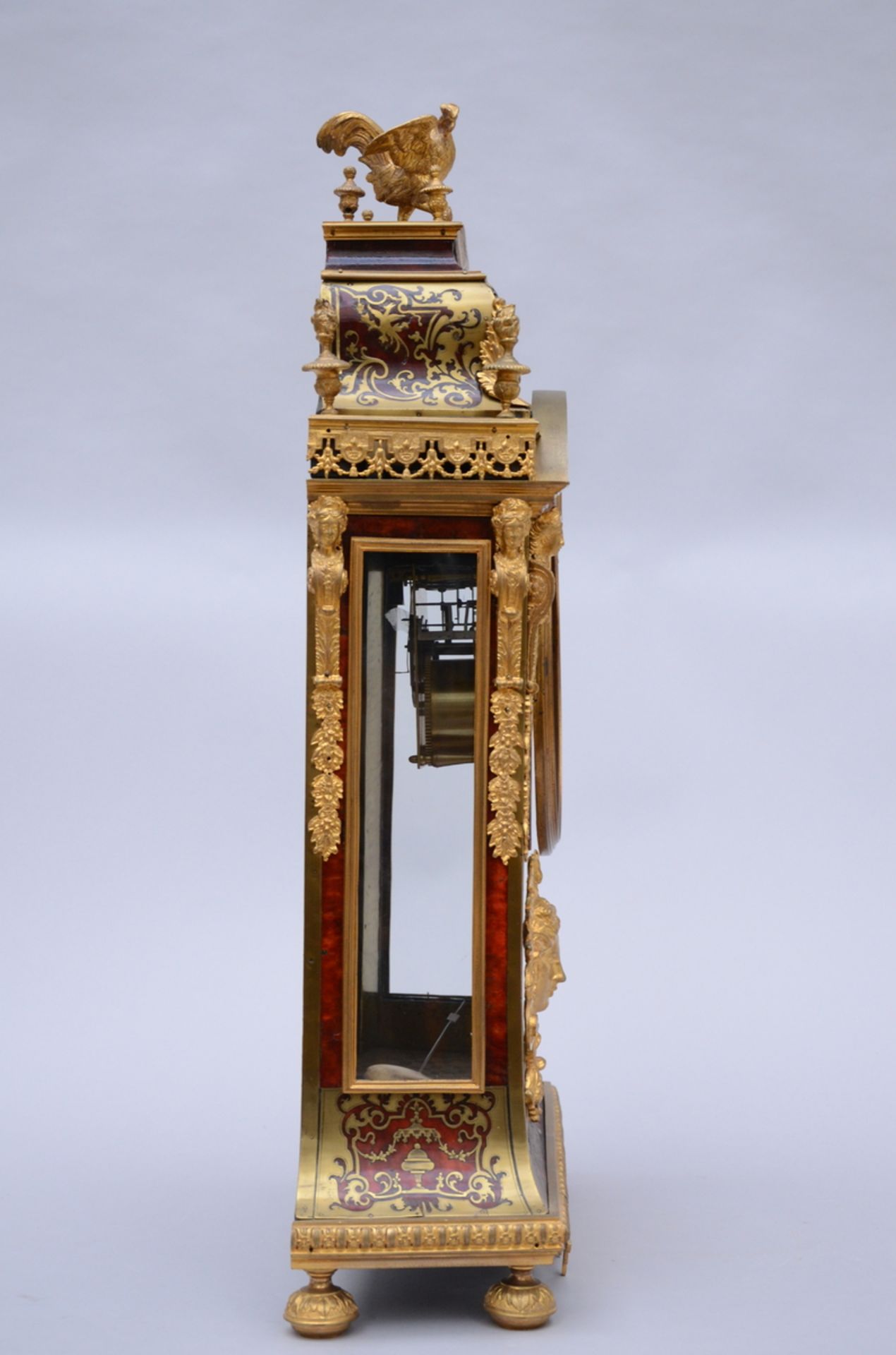 Cartel clock with inlaywork, assembled (77x46x16 cm) (*) - Image 3 of 5