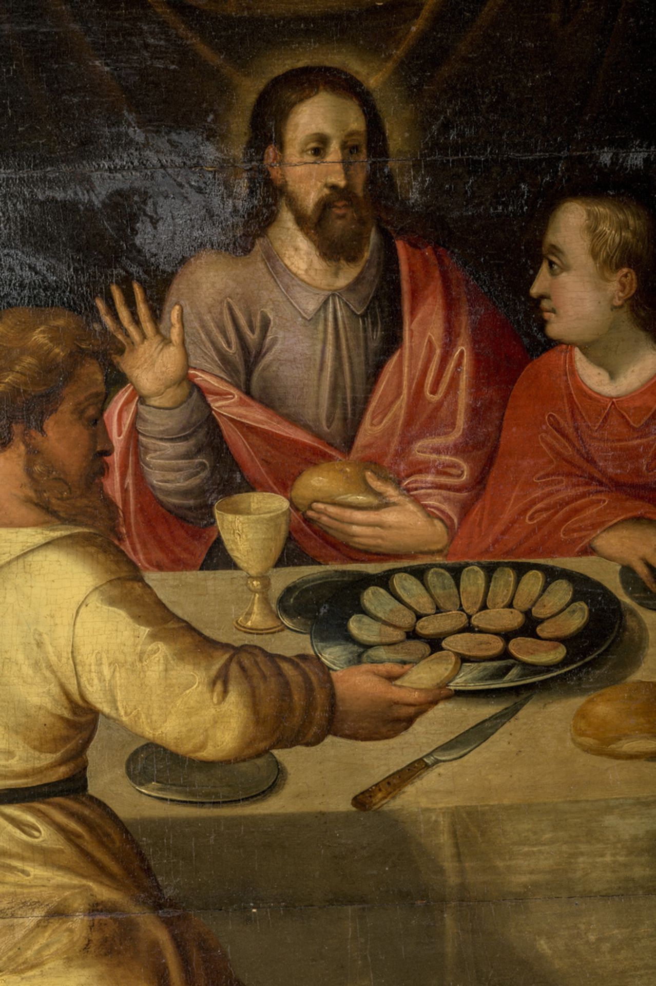 Antwerp school (monogram AF): painting (o/p) 'the last supper' (73x105cm) (*) - Image 5 of 7