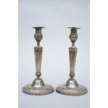 A pair of silver Louis XVI candlesticks, Ghent 1792 (29 cm)