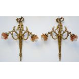 A pair of bronze wall lamps in Louis XVI style (57x45cm)