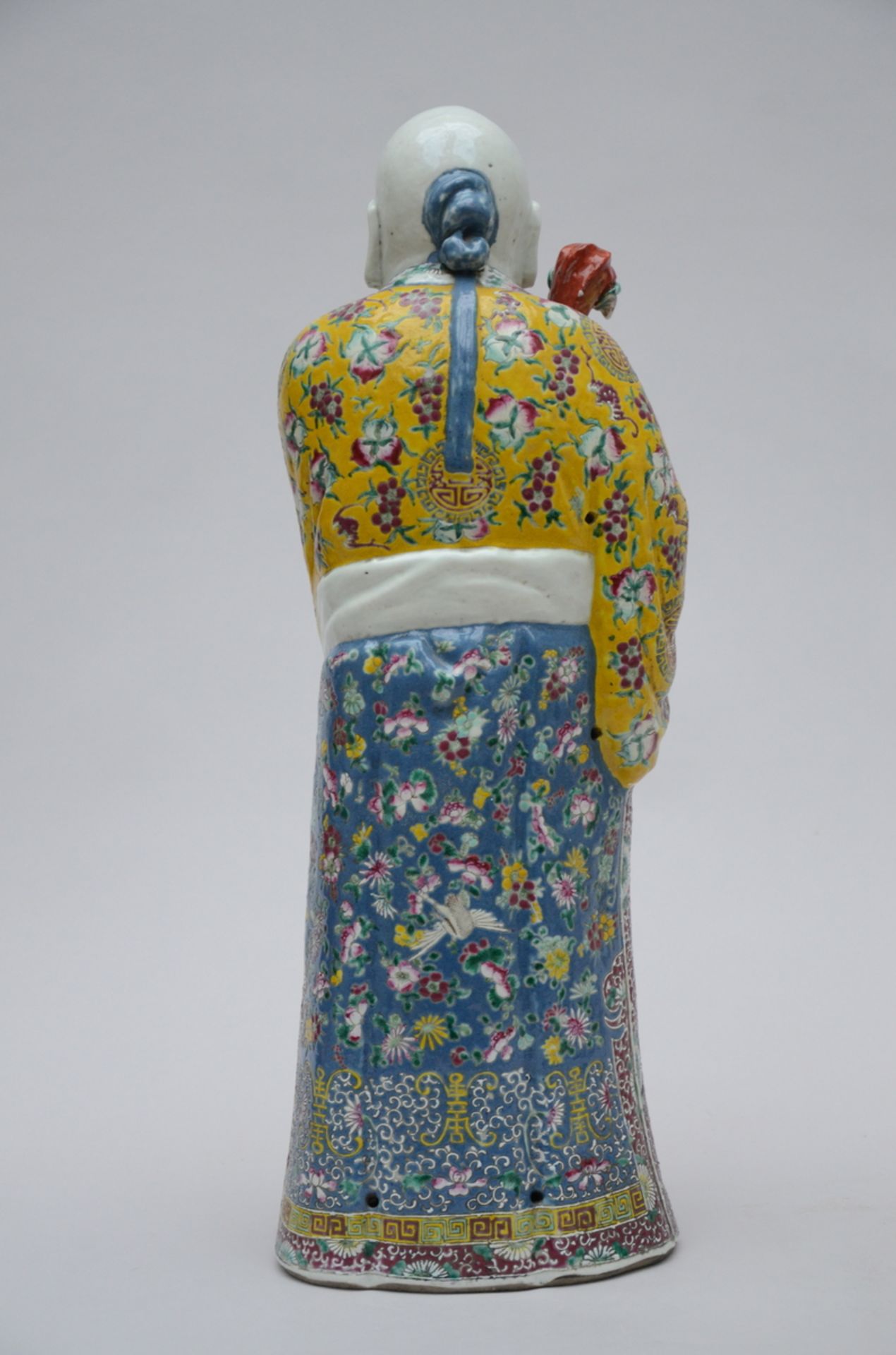 Grande sculpture chinoise en porcelaine famille rose 'Laotsé', marque (63 cm) - Image 2 of 5