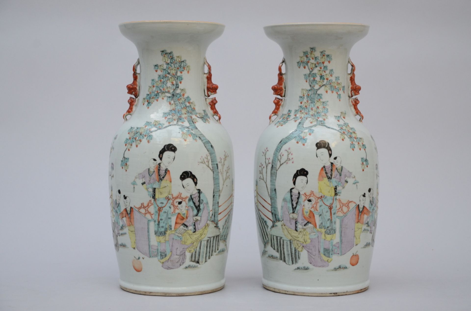 Pair of Chinese porcelain vases 'ladies' (h 45 cm)