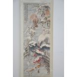 A Chinese scroll 'squirrels on a tree branch' (111x41 cm)