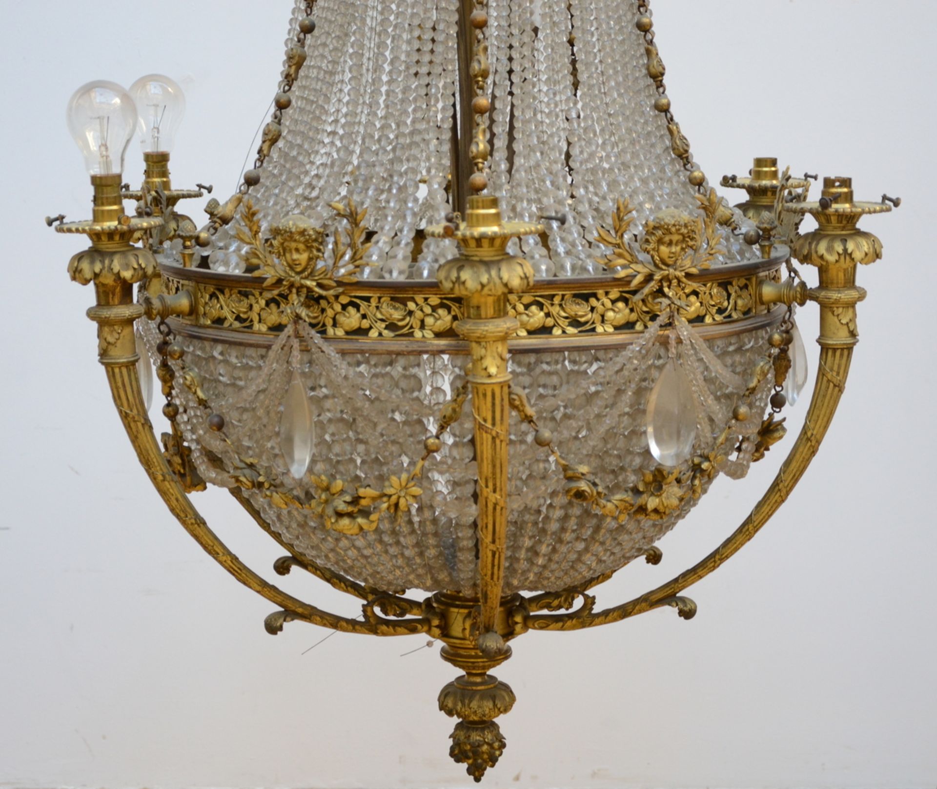 Large crystal chandelier with gilt bronze mounts (155cm) - Image 2 of 3
