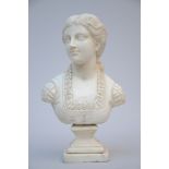 Anonymous: white marble statue 'bust of a young girl' (h48cm)