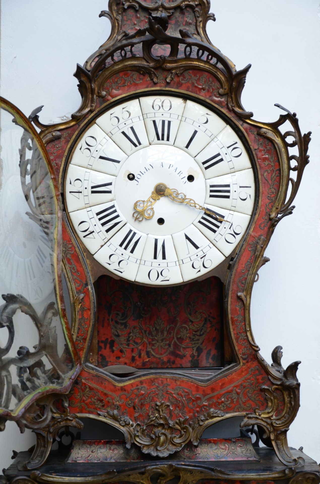 Wall clock on pedestal with Boulle work, Jolly à Paris (140 cm) - Image 2 of 3