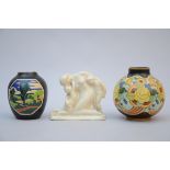 Three pieces of art deco stoneware (21 - 23 cm)