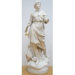 A large mythological statue in white marble 'Hera' (122cm) (*)