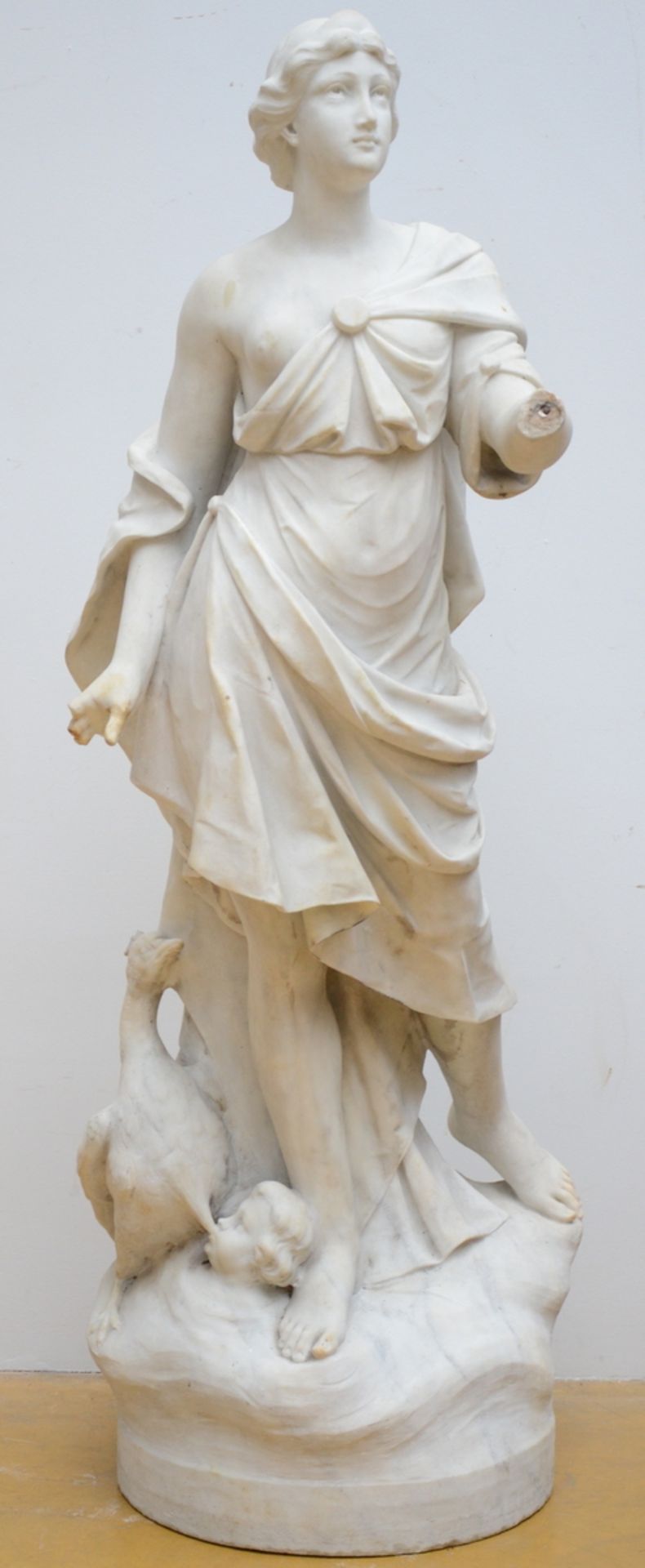 A large mythological statue in white marble 'Hera' (122cm) (*)