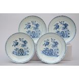 Four dishes in Chinese blue and white porcelain 'pomegranates', 18th century (dia 28 cm) (*)