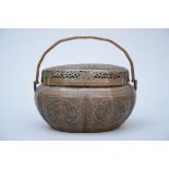 A Chinese bronze hand warmer (12x21x16 cm)