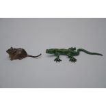 Two Viennese bronzes 'lizard' and 'mouse' (l 8,5 - 14 cm)