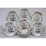 Set of 12 plates in Chinese Imari porcelain 18th century 'flowers' (dia 22.5 cm) (*)