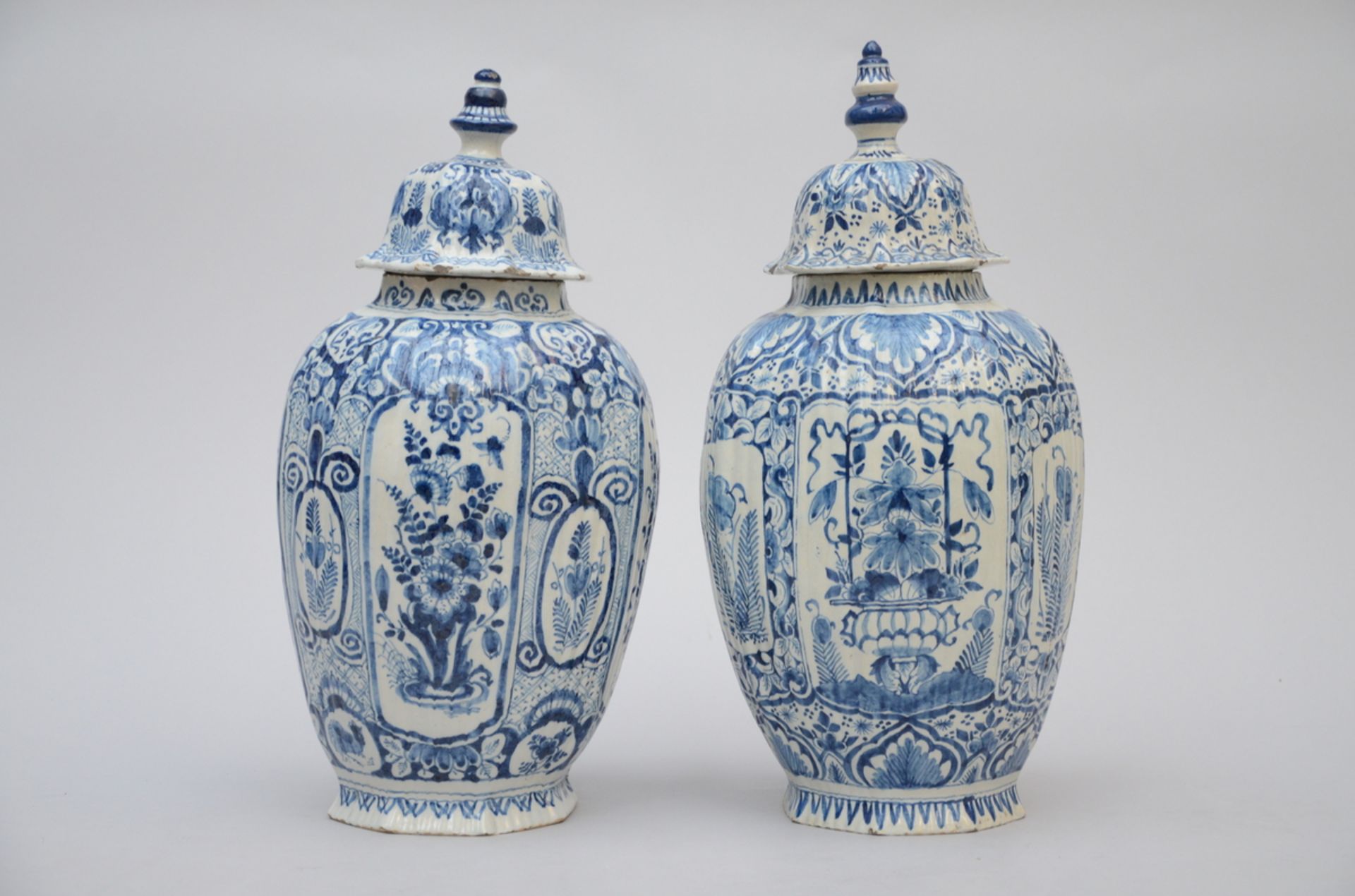 Two vases in Delft earthenware, 18th century (44 and 45 cm) (*)