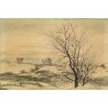 Leon Spilliaert: drawing / watercolor 'landscape with tree (Hautes Fagnes)' (16x27 cm)