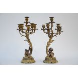 Pair of Louis XV style candlesticks in bronze 'putti' (h58cm)
