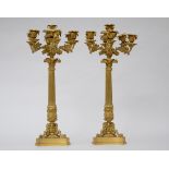 A pair of large Charles X candlesticks in gilt bronze, 19th century (73cm)