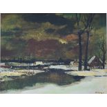 Albert Claeys: painting (o/p) 'winter view of the Leie' (48x60 cm)