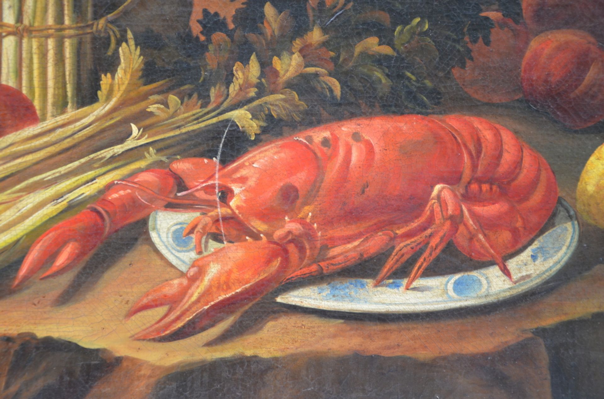 Anonymous: painting (o/c) 'still life with lobster' (80x100 cm) - Image 3 of 5