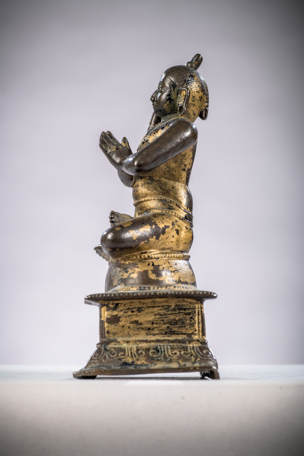 Indian statue in bronze 'Ramanuja', 17th - 18th century (11.3 cm) (*) - Image 4 of 5