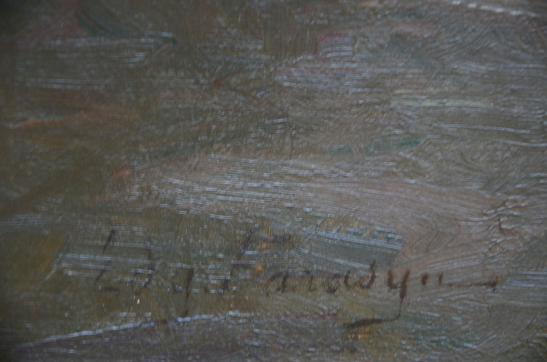 Edgar Farasijn: painting (o/c) 'horse market' (70x108 cm) - Image 4 of 5