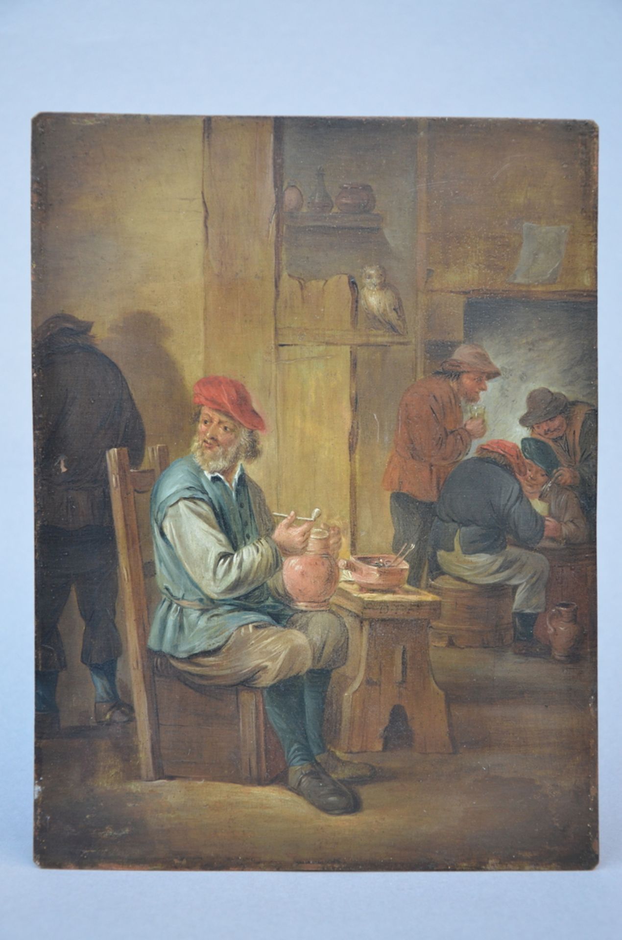 Anonymous (19th century): painting (o/c) 'interior scene' (24.5x18.5 cm) - Image 2 of 3