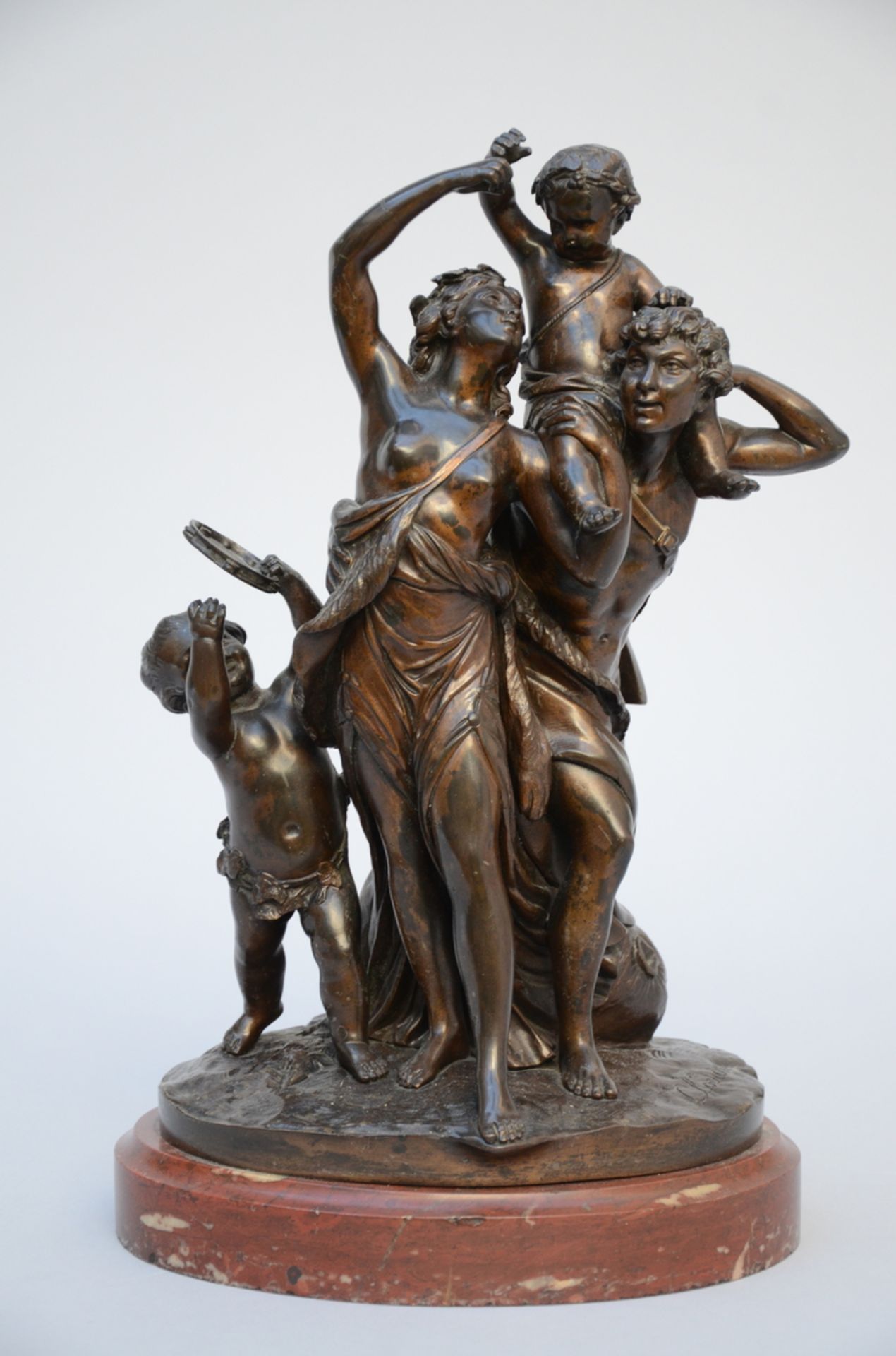 Clodion: bronze statue 'bacchanal scene' (h 38 cm)