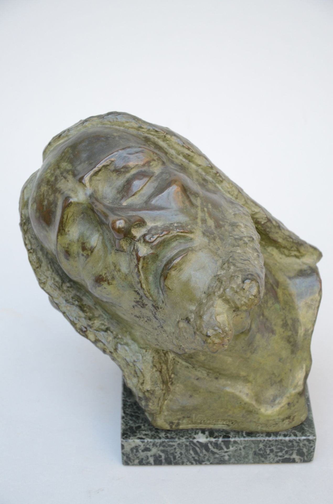 Vindevogel: bronze statue 'head of Christ' (25x32x22 cm) - Image 2 of 3