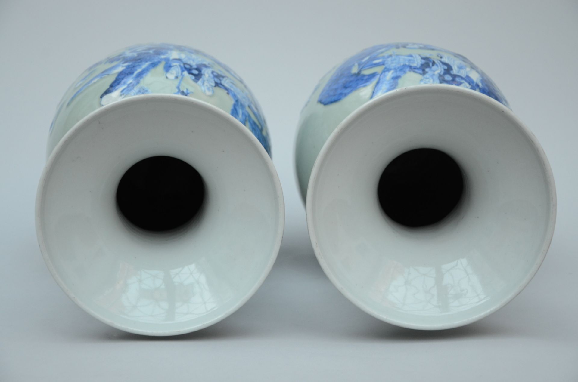 A pair of vases in Chinese celadon porcelain 'eight immortals' (h 61 cm) - Image 4 of 5