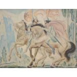 Van Ballenberghe: large painting (o/c) 'knights on horseback' (146x189 cm)