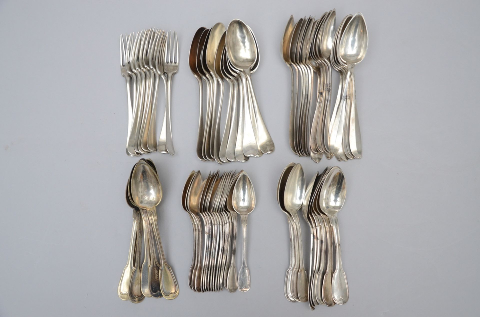 Part of a cutlery set in silver and silverplate metal