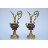 Pair of gilt bronze ewers (h 30 cm)