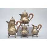 A four-piece coffee set in silver, 800/1000 (h 32cm)