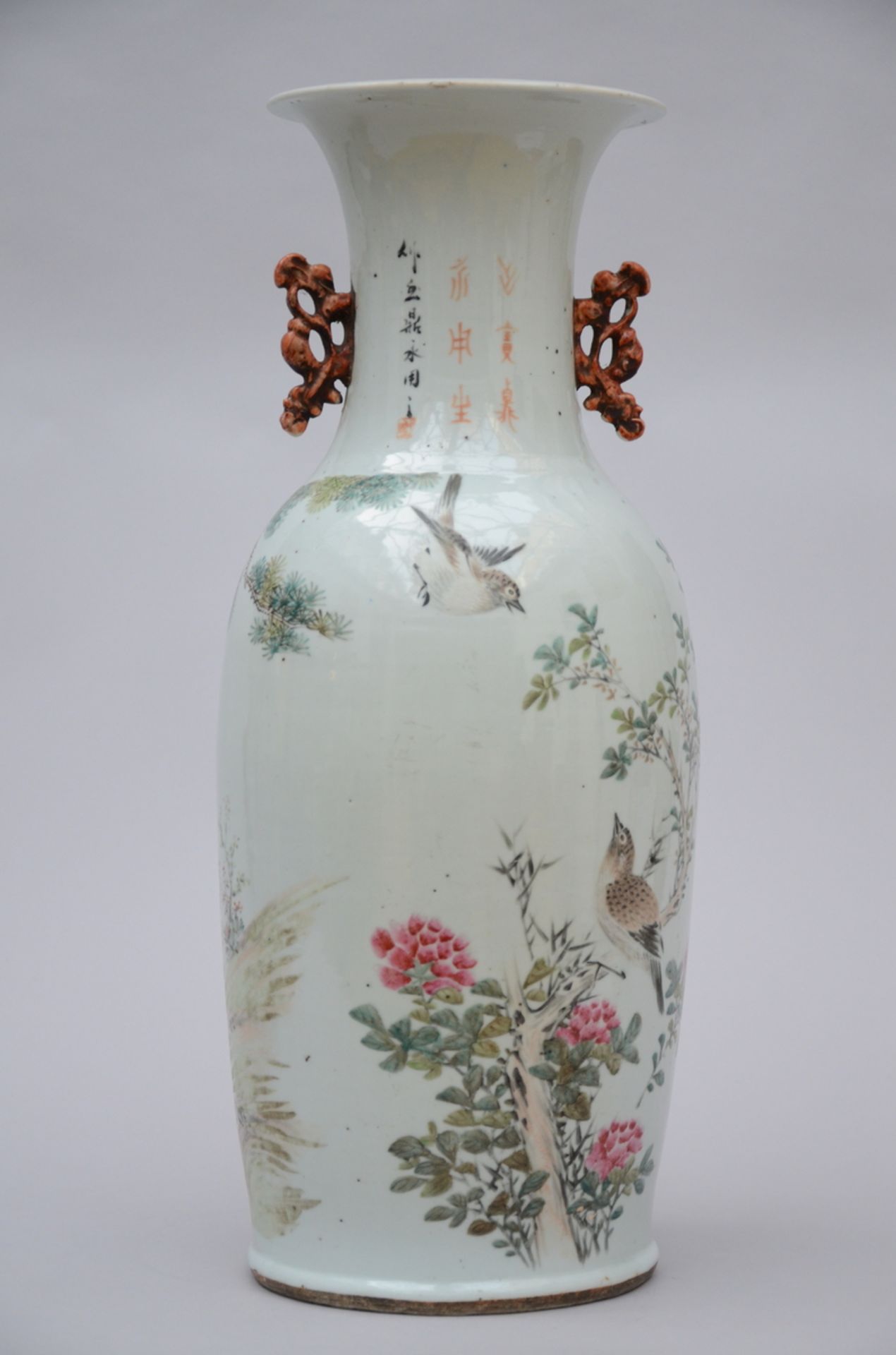 Chinese porcelain vase with double decor 'boat scene' (60 cm) (*) - Image 3 of 5