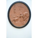 Large oval bas-relief in plaster 'Sint-Hubertus' (97x80cm) (*)