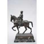 A bronze sculpture 'Bartolomeo Colleoni on horseback' (tot. h 41cm)