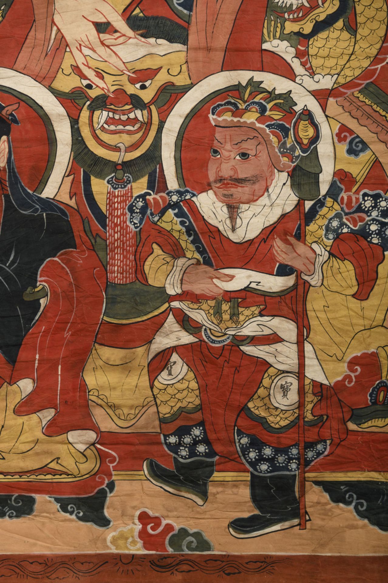 A pair of Chinese ritual Yao paintings on paper (57x120cm) - Image 6 of 6