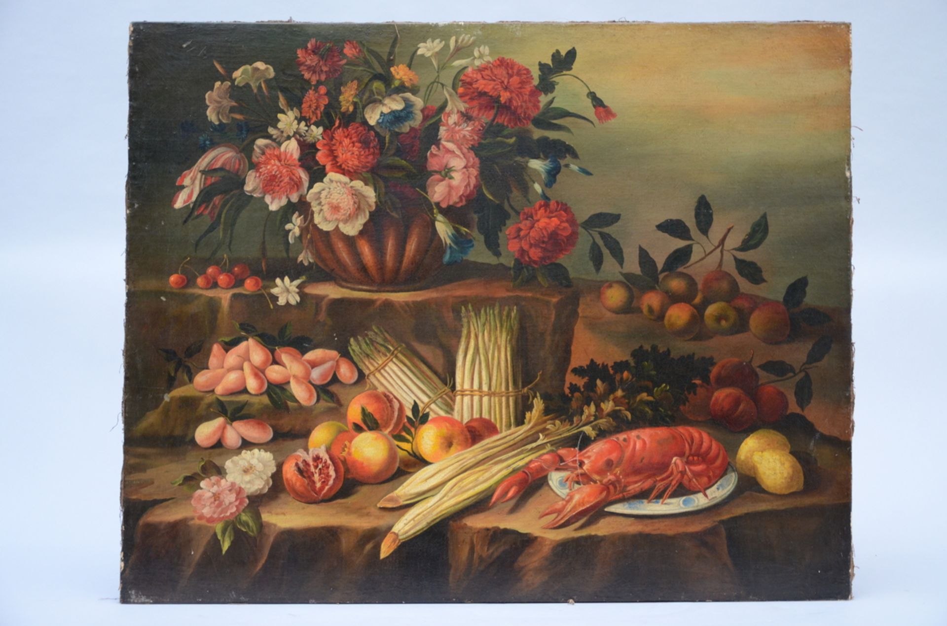 Anonymous: painting (o/c) 'still life with lobster' (80x100 cm) - Image 2 of 5