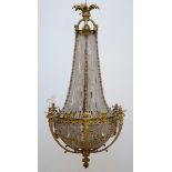 Large crystal chandelier with gilt bronze mounts (155cm)