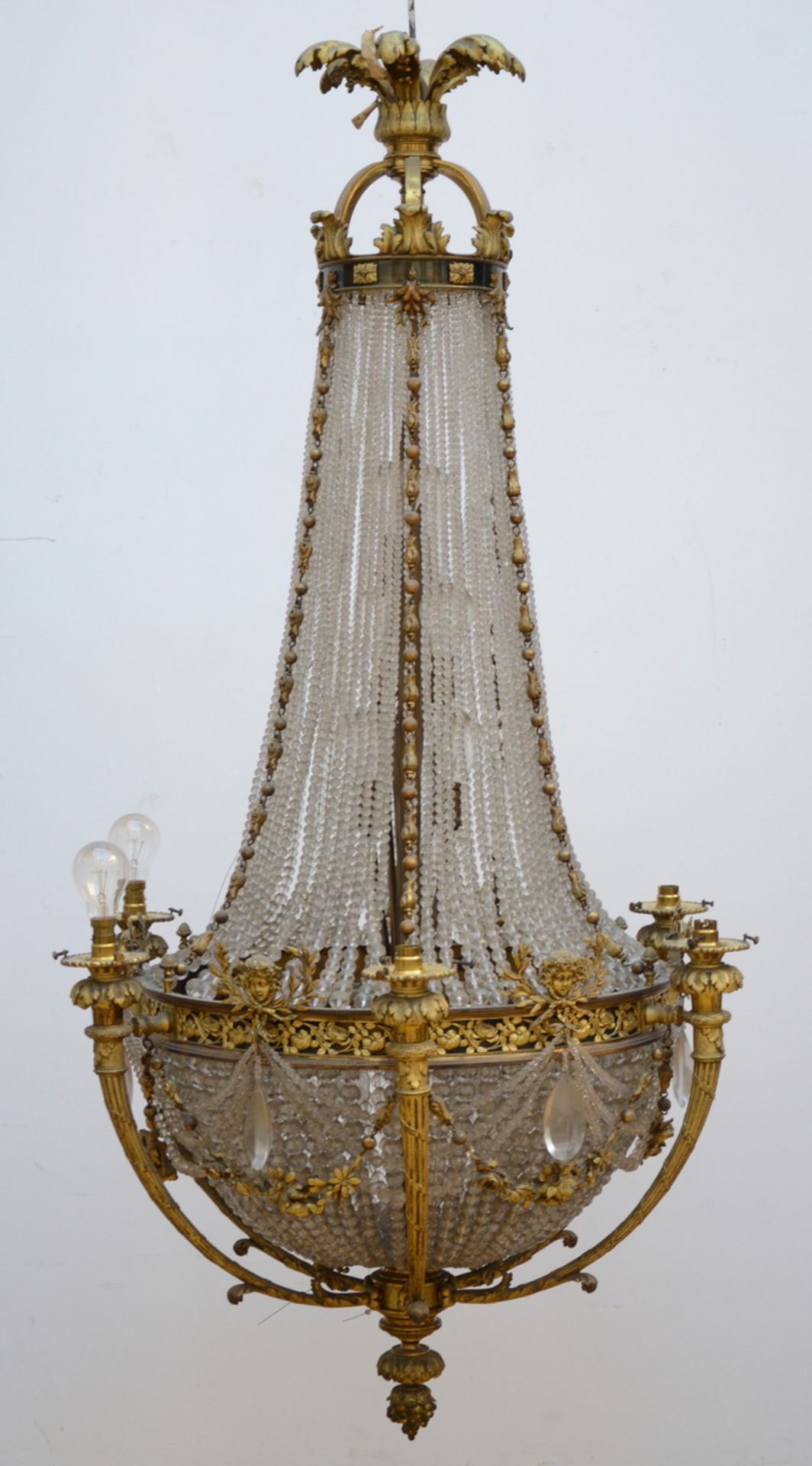 Large crystal chandelier with gilt bronze mounts (155cm)